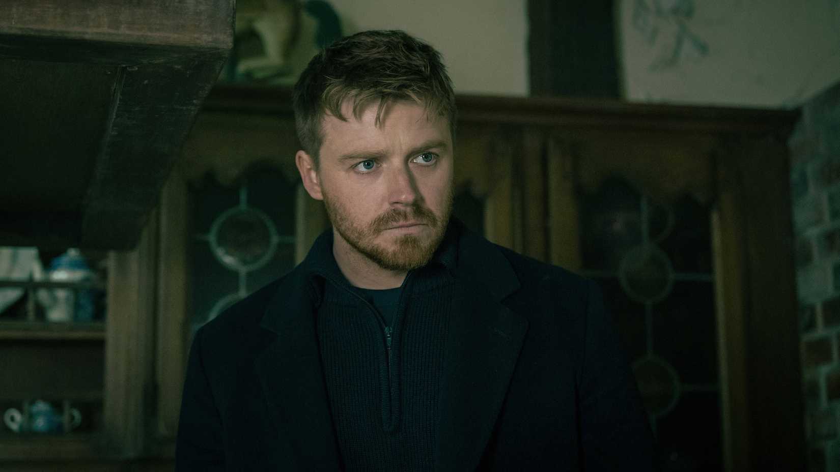 Jack Lowden as River, looking serious, in an episode of Slow Horses