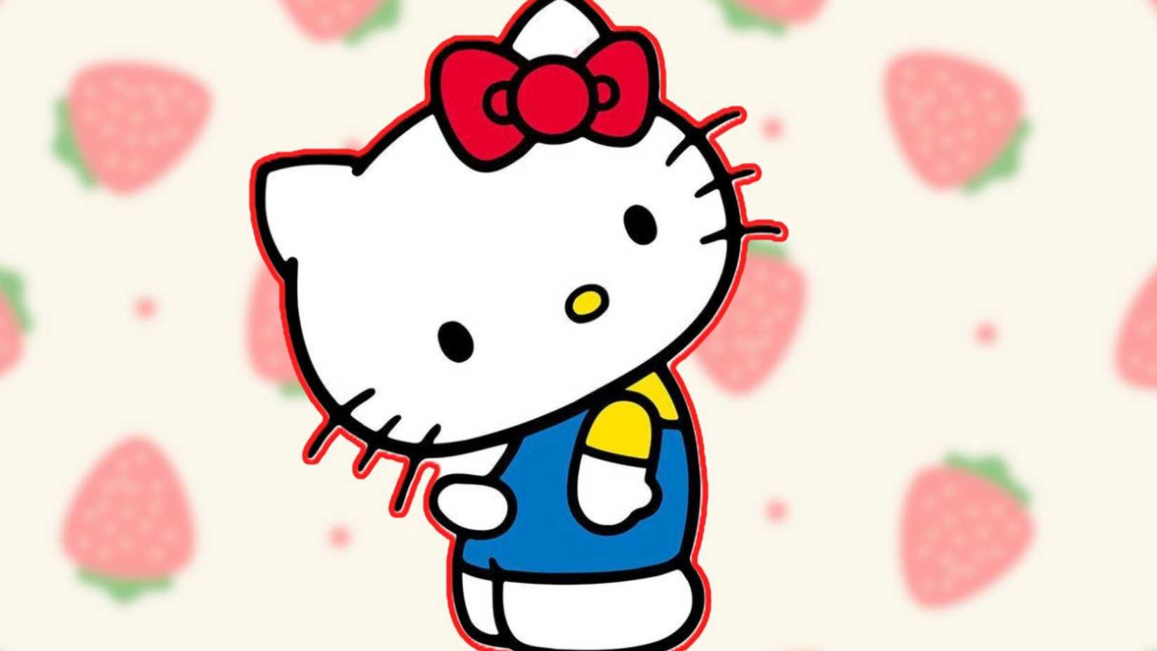 Hallo Kitty mit Erdbeeren