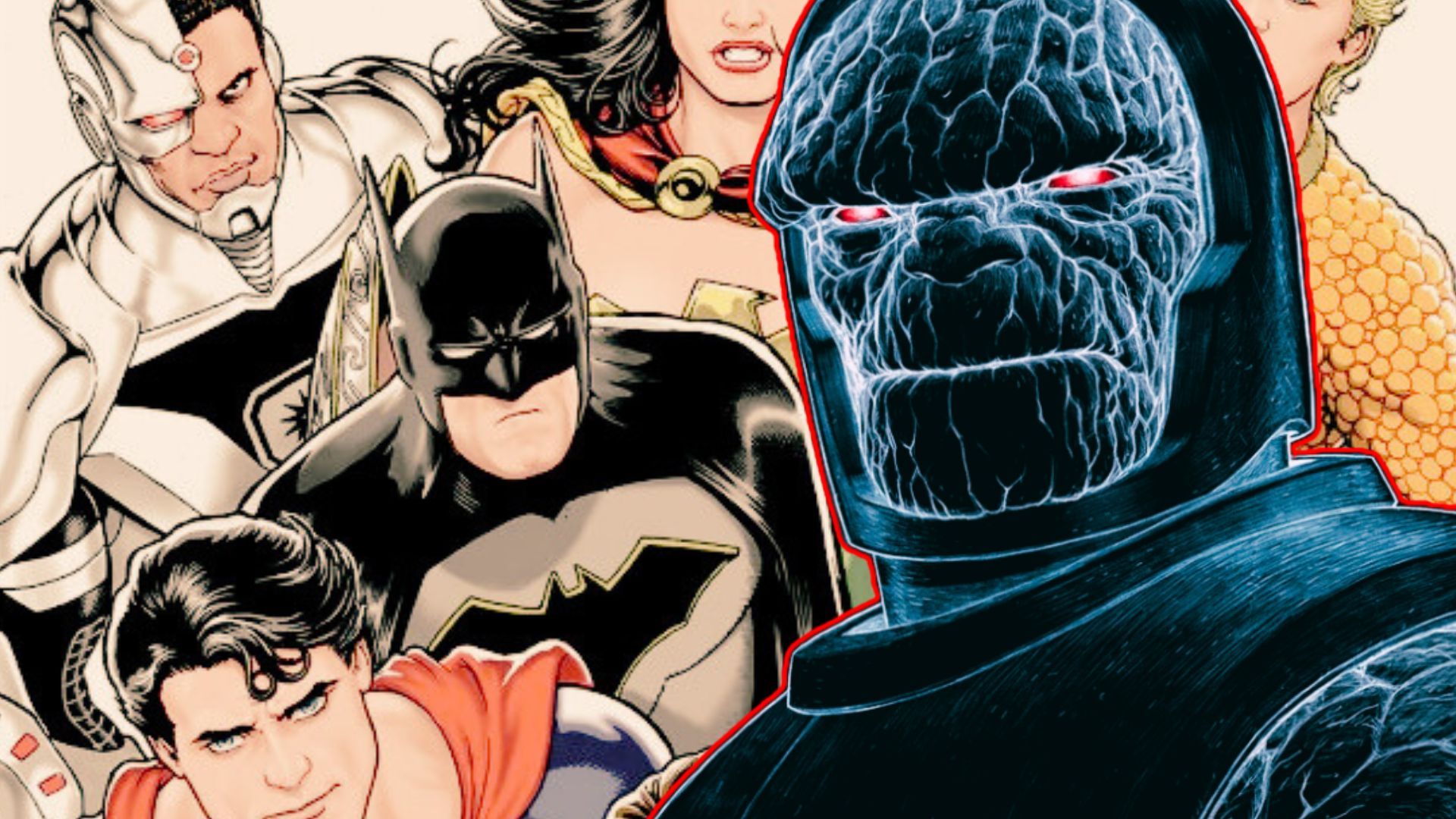 Darkseid with the Justice LEague