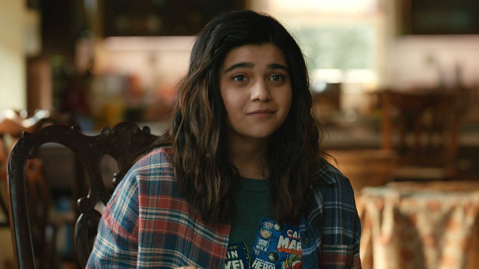 Kamala Khan (Iman Vellani) sitting in The Marvels