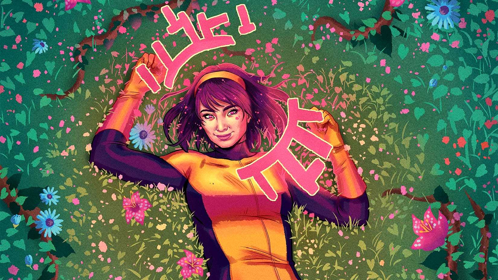 Karma lies on grass in X-Men cover