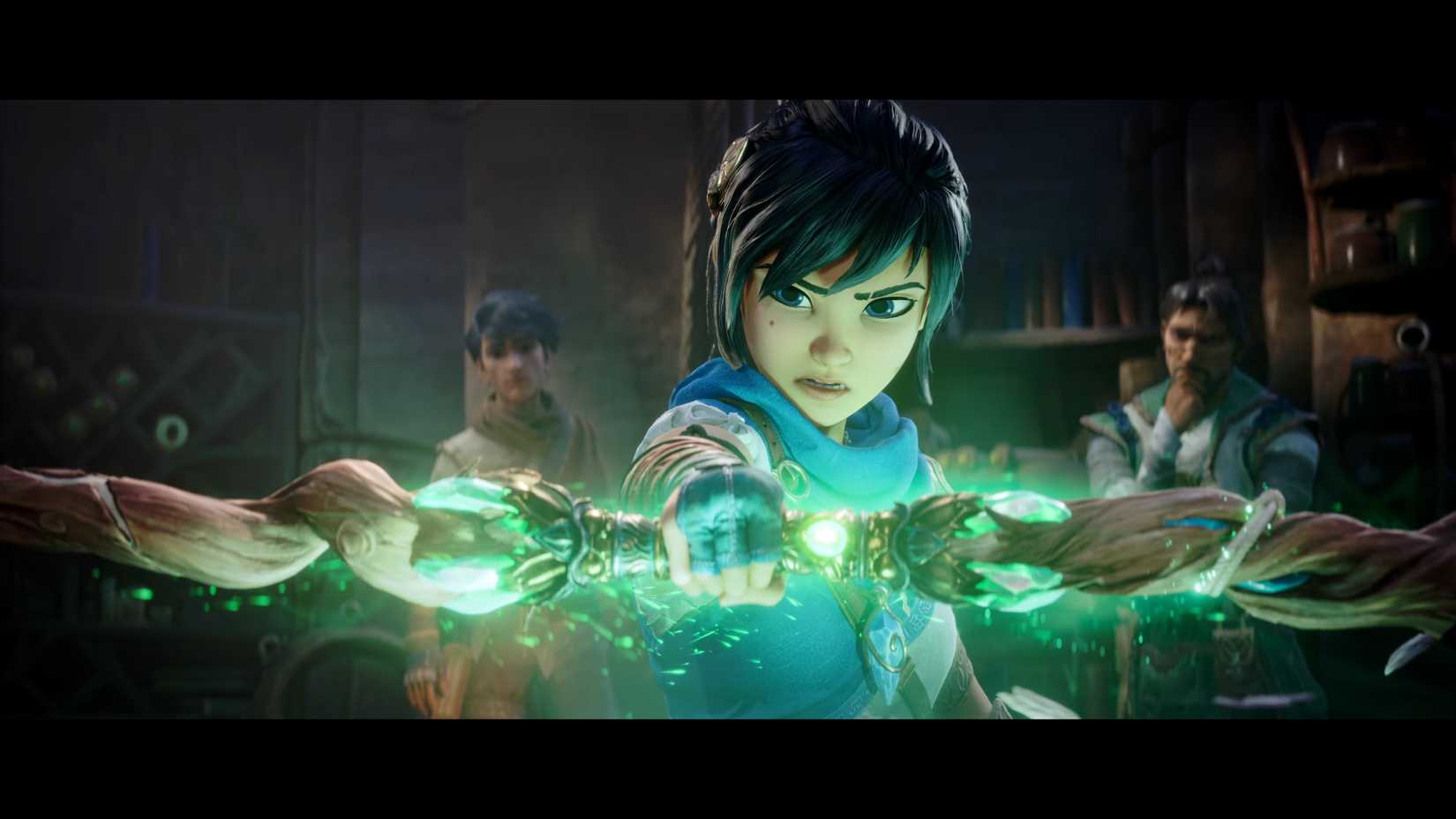 Kena schnappt sich ihren neuen Stab in Scars of Kosmora.