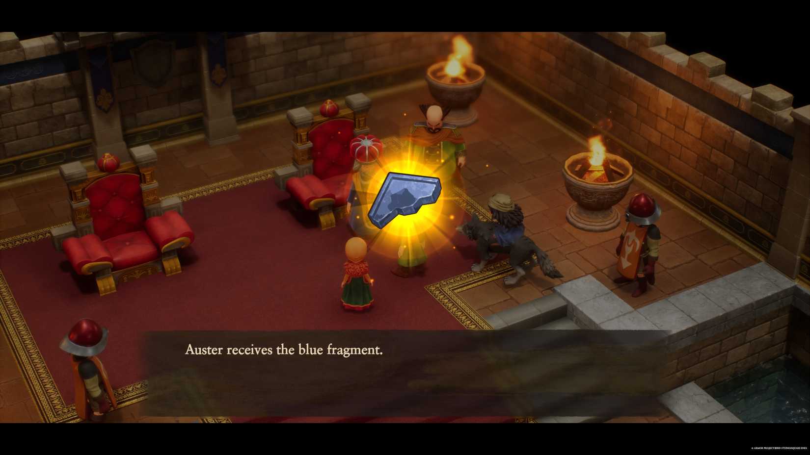 King Donald giving the party a blue fragment in DQ7 Reimagined.