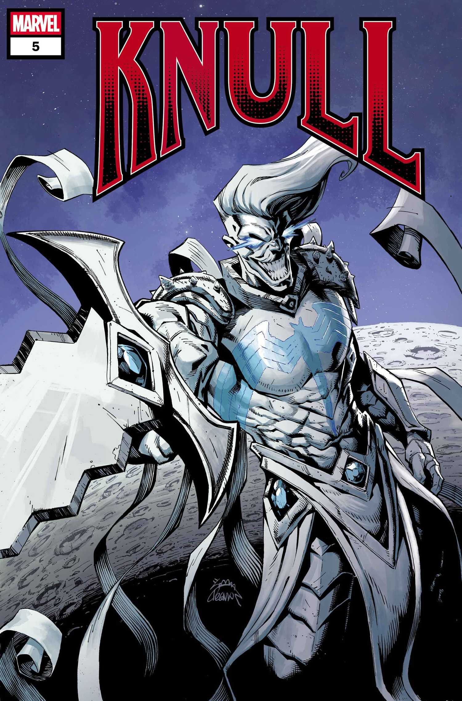knull 5 cover, showing the king in black's white redesign