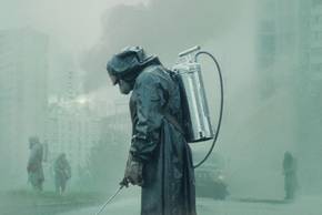 A worker in a hazmat suit in the limited series Chernobyl.