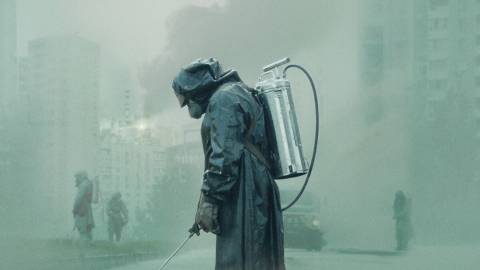 A worker in a hazmat suit in the limited series Chernobyl.