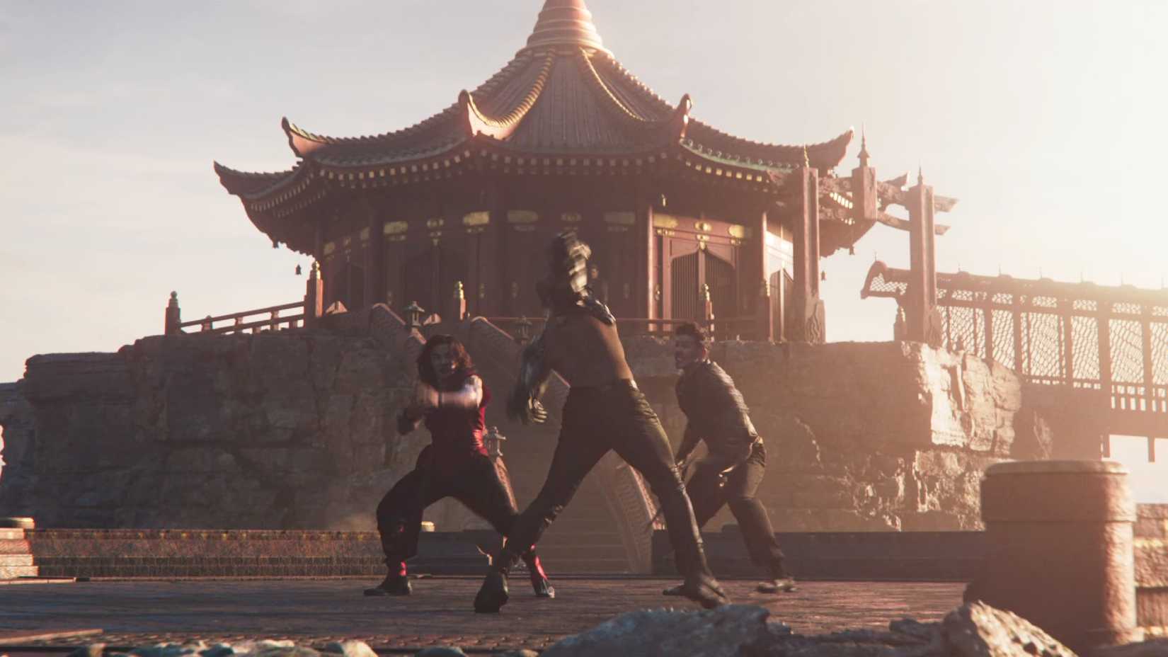 Liu Kang, Jax e Cole Young lutando em Mortal Kombat II