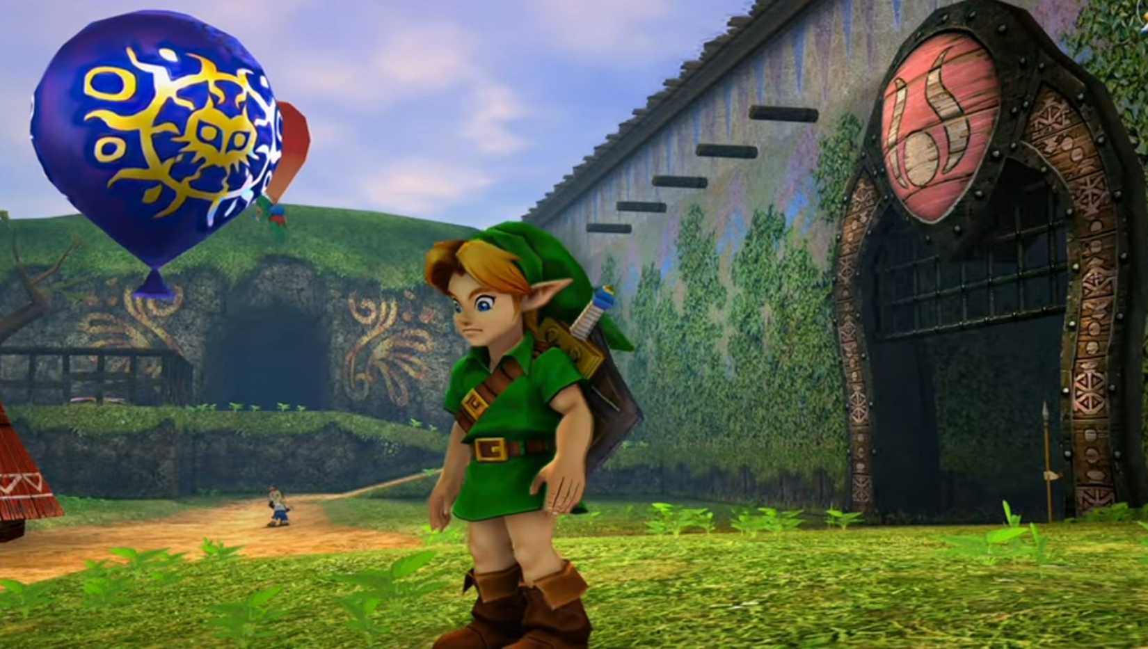 LInk standing in a field in Majoras Mask 4K remaster