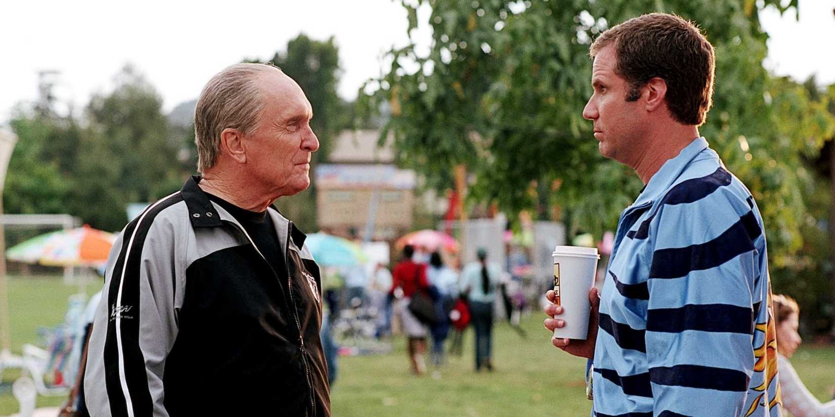 Robert Duvall and Will Ferrell looking at each other in Kicking & Screaming.