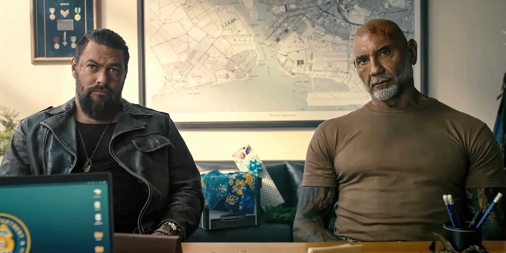 Top 10 Must-Watch Streaming Movies of 2026 2 Jason Momoa and Dave Bautista sitting next to each other in The Wrecking Crew.