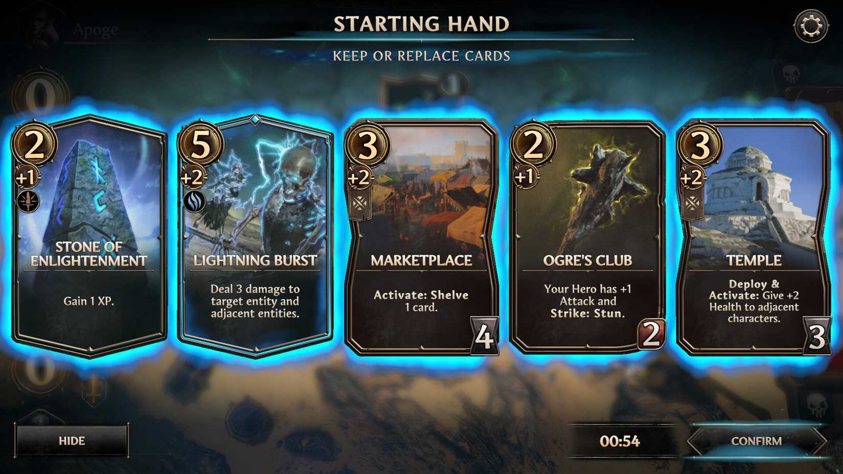 Ein Kartenauswahlbildschirm im Might and Magic CCG 2