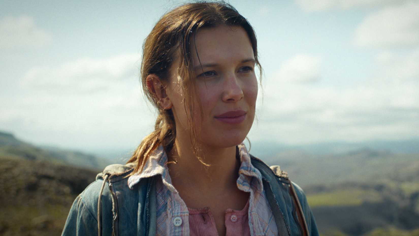 Millie Bobby Brown como Eleven no final da 5ª temporada de Stranger Things