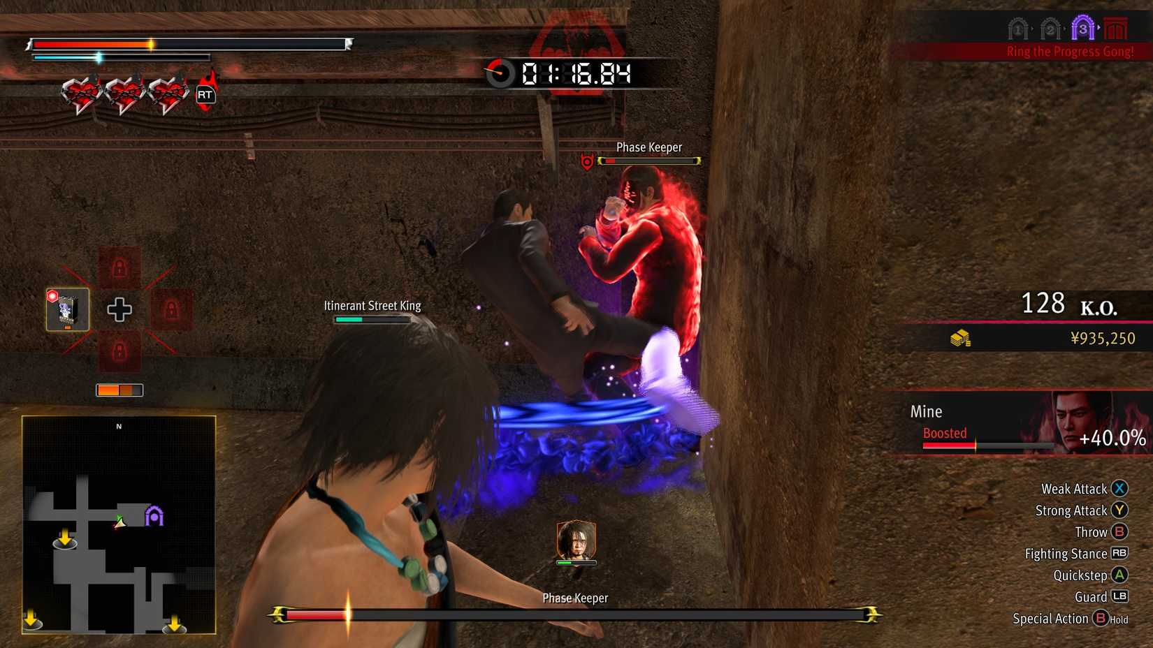 Meiner kämpft sich in Yakuza Kiwami 3 & Dark Ties mit einem KI-Begleiter durch eine Etage in Survival Hell