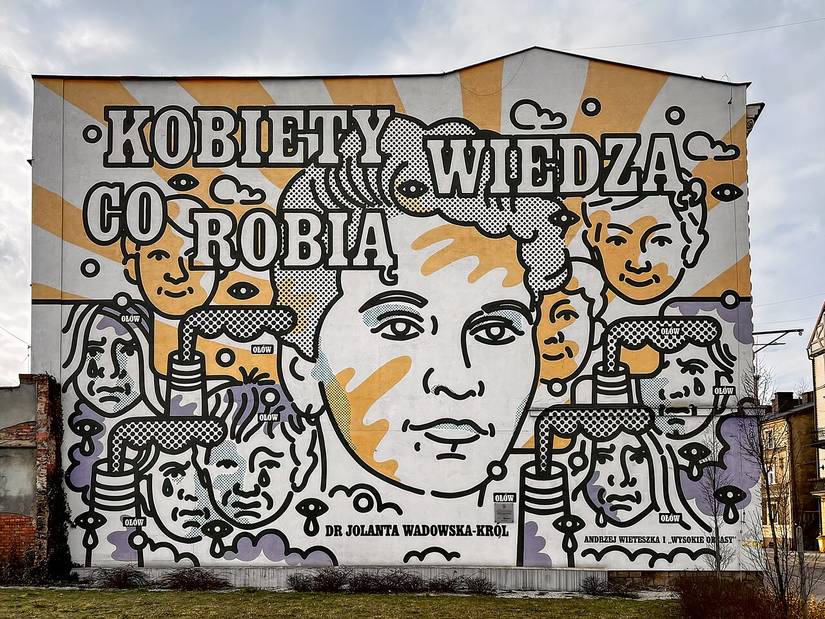 Eine Wandmalerei, die die sowjetische polnische Ärztin Jolanta Wadowska-Król nach ihrem Tod darstellt