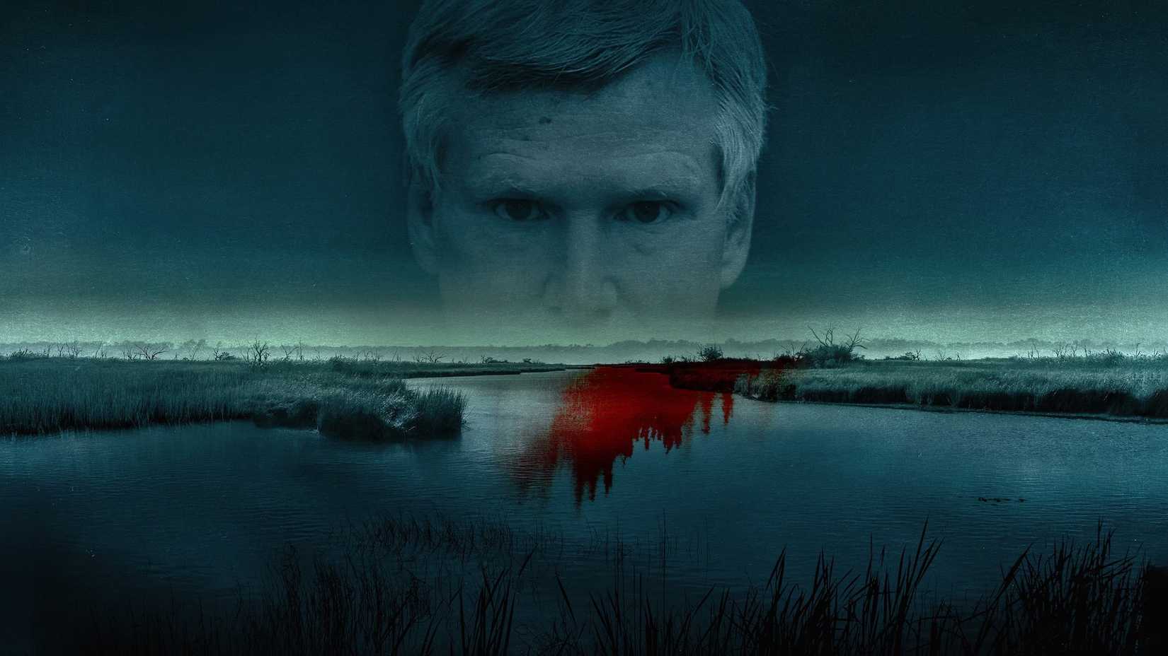 Rosto semi-transparente em um rio.