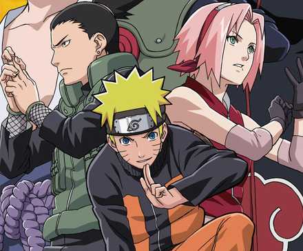 A Complete Guide to Attack on Titan’s Watch Order and Filler 2 Naruto crouching and doing a hand sign with, Shikamaru, and Sakura on both sides of him.