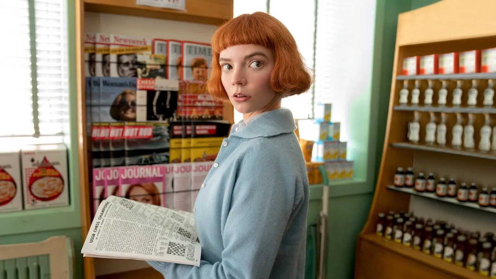 Anya Taylor-Joy em O Gambito da Rainha da Netflix.