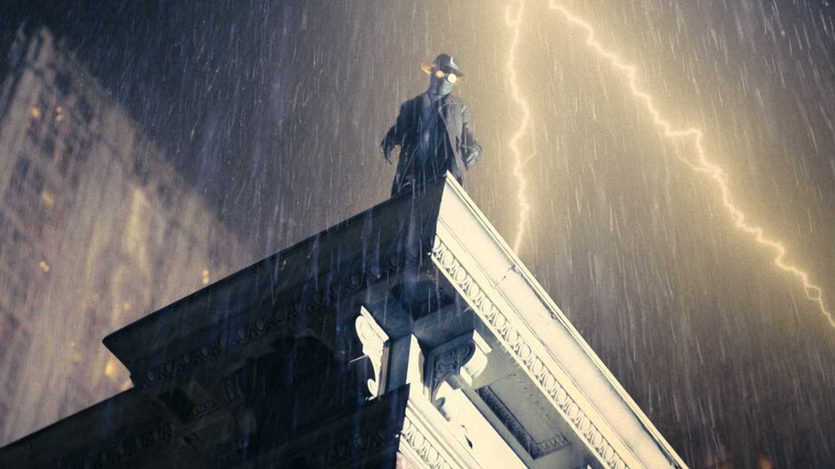 Nicolas Cage como Spider-Noir no topo de um prédio.