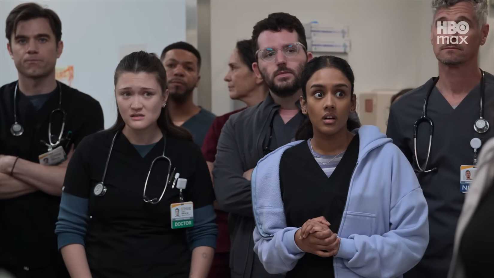 Langdon, Santos e Javadi em The Pitt, temporada 2, episódio 8