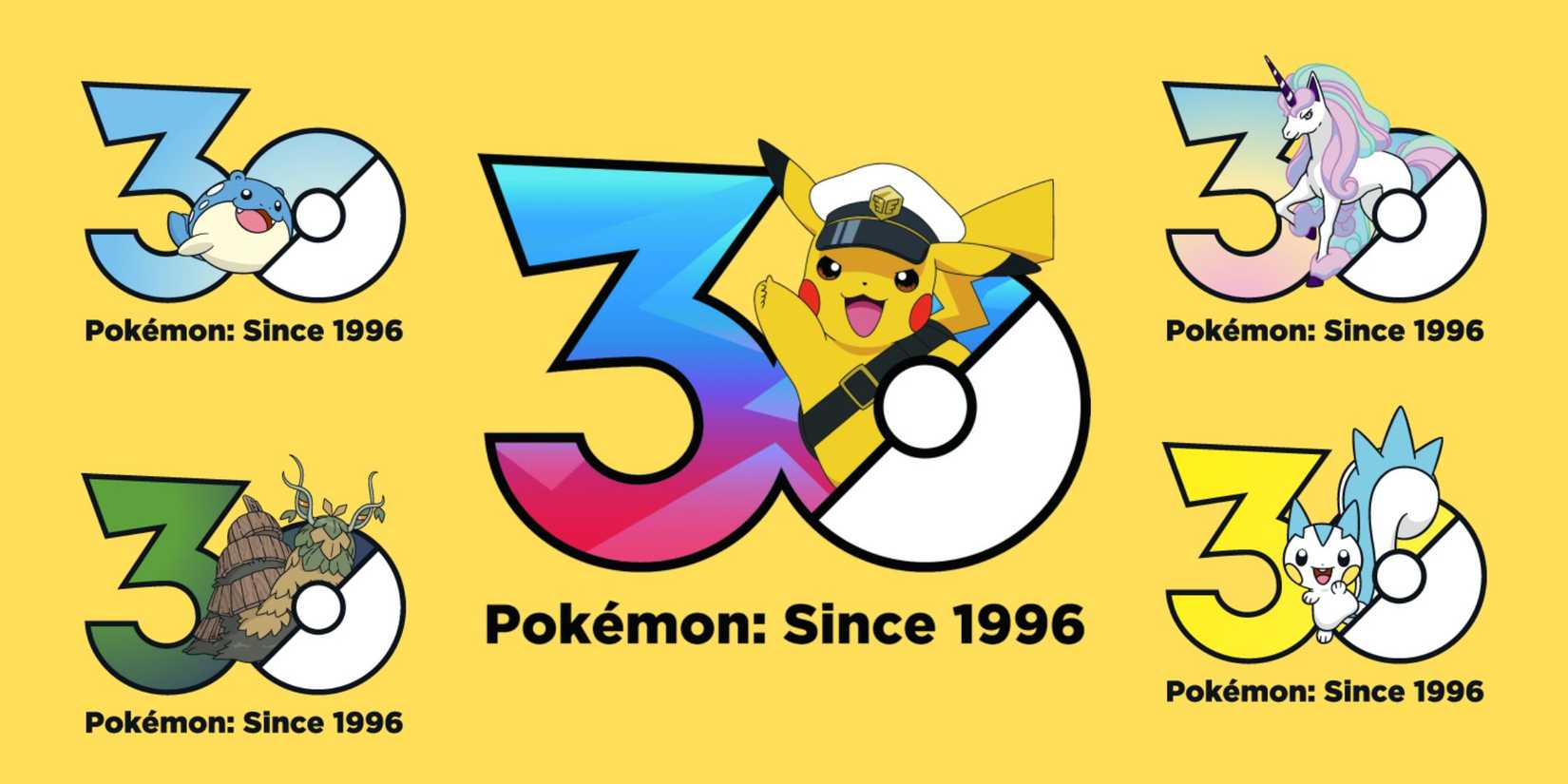 Pokemon 30 anniversary logos for multiple pokemon