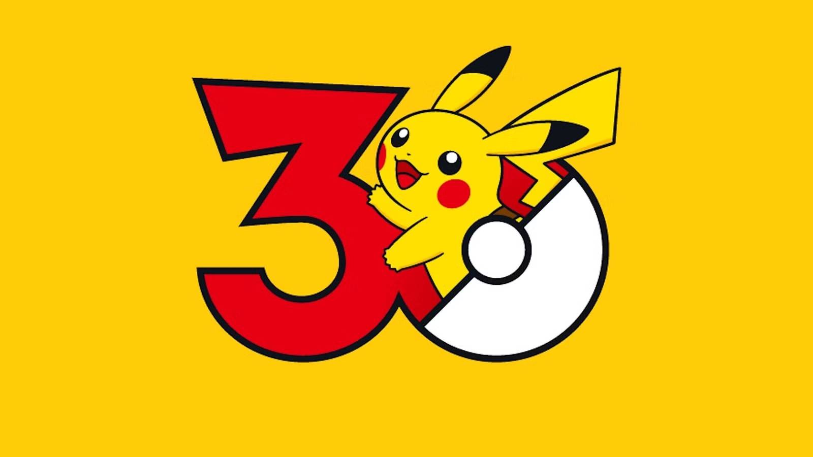 Pikachu hugs the number 30 for Pokemon Day 2026