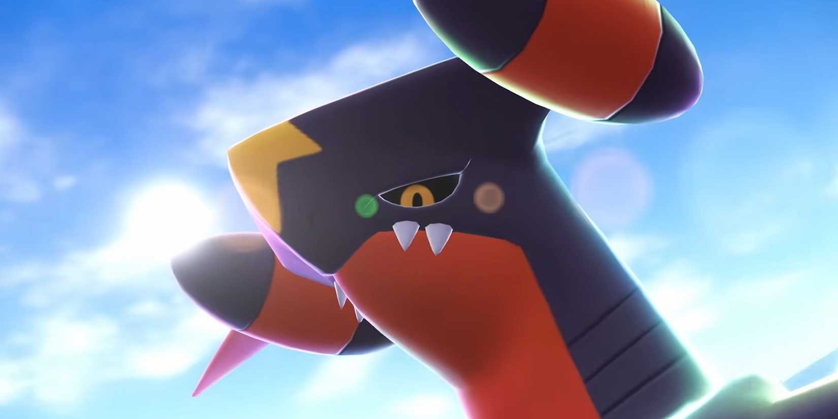 A close-up on Mega Garchomp Z's head in Pokemon Legends Z-A.