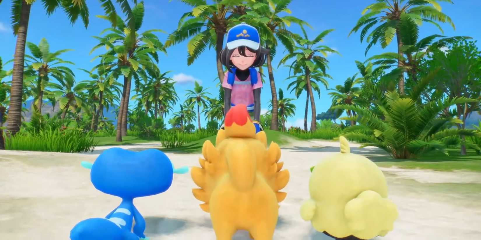 Pokémon iniciais de Ventos e Ondas vistos de trás