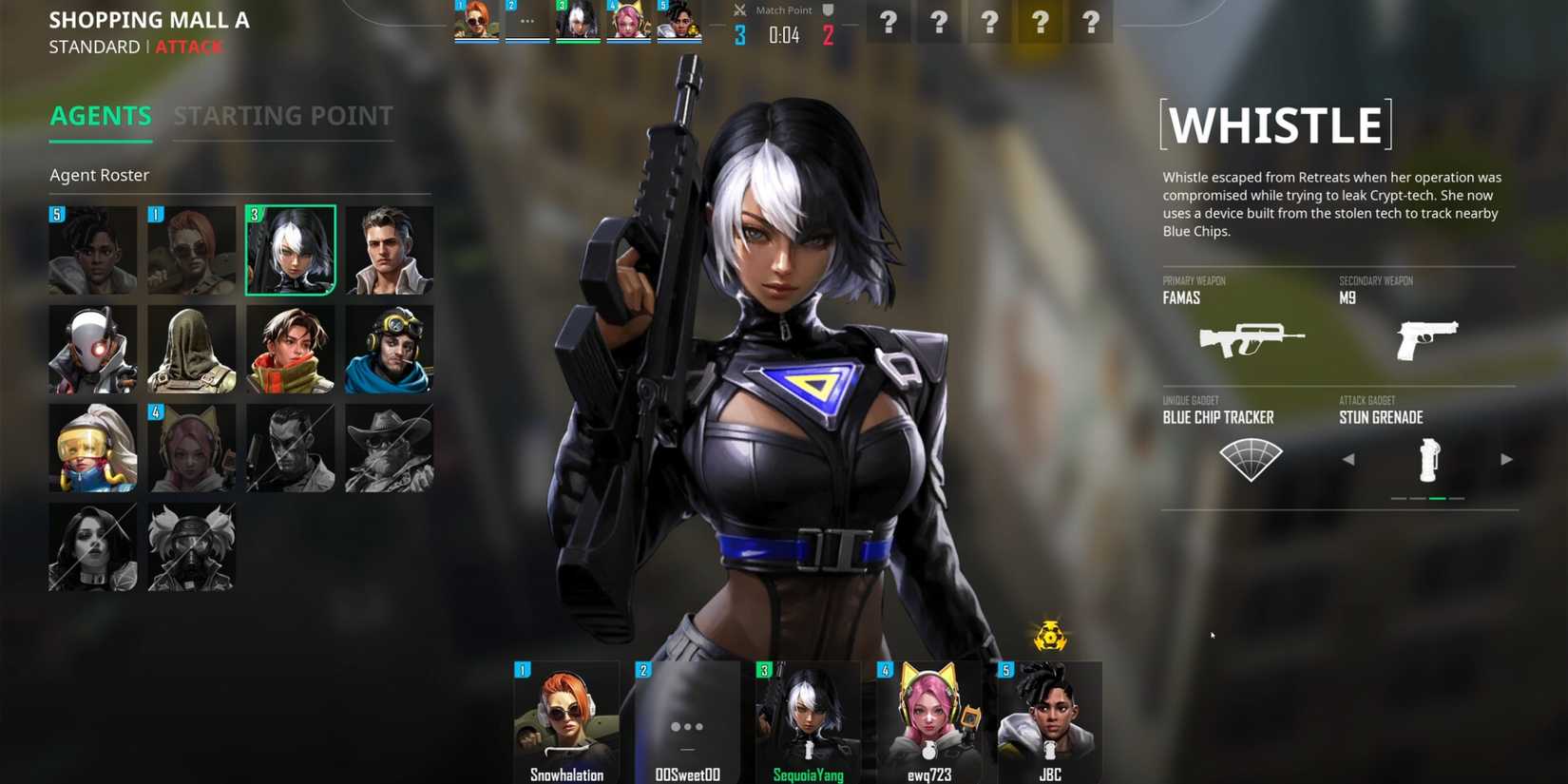 Ein Highlight auf Whistles Agent-Bildschirm in PUBG Blindspot.