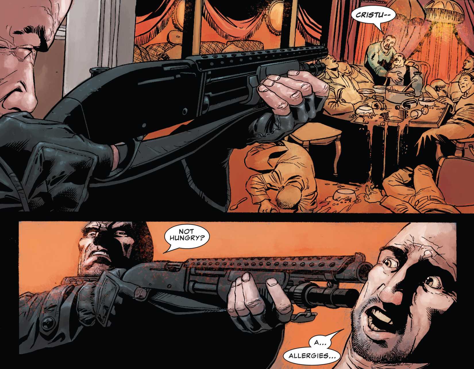 Punisher Asks if Gangster is Hungry in Slavers Comic Art