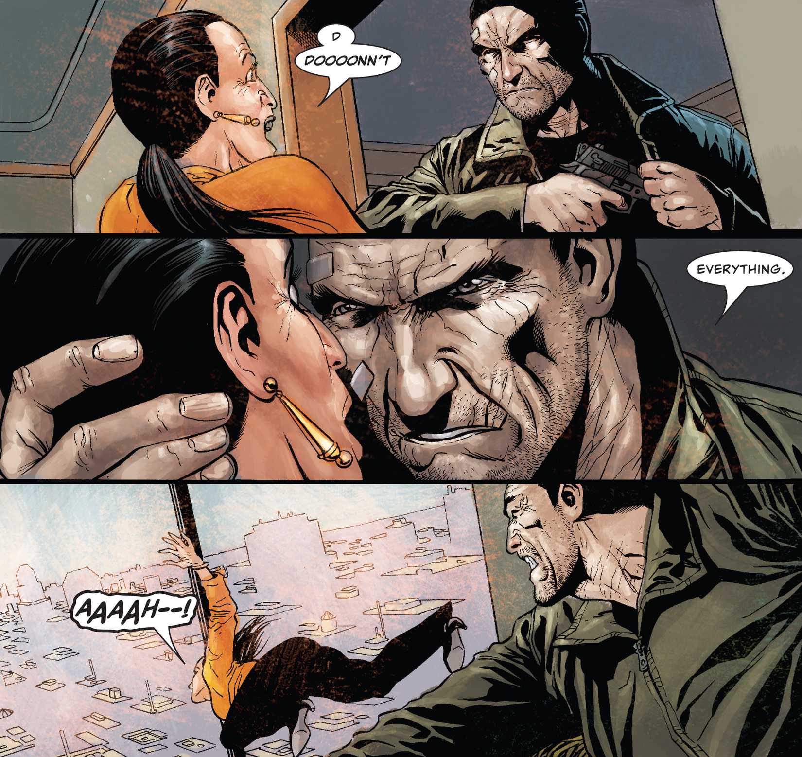 Punisher Attacks Vera Konstantin in Slavers Comic Art