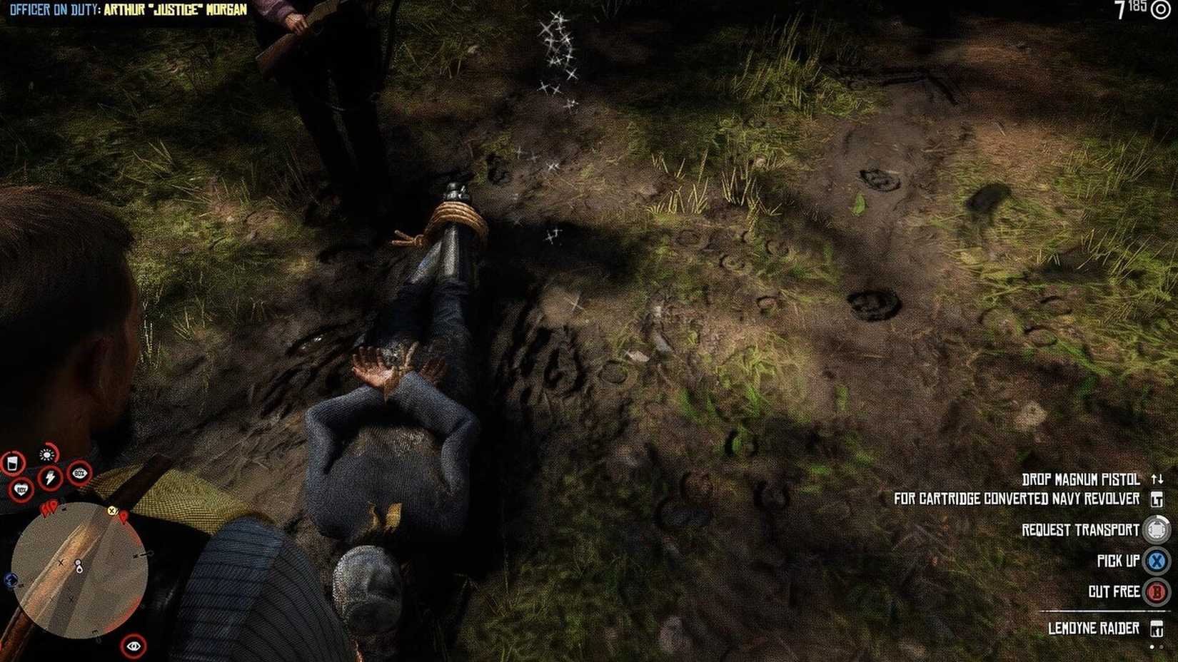 A man is hogtied in RDR2 Unleashed 