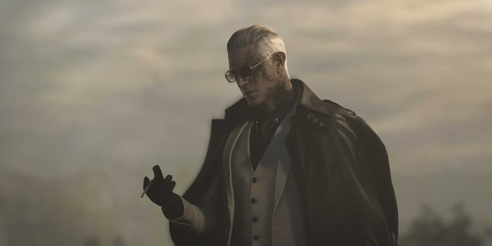 Resident Evil Requiem villain Zeno holding a cigarette