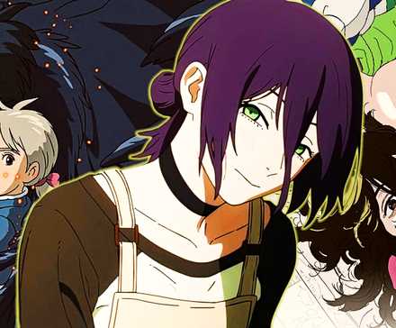 10 Near Perfect Anime Films Every Adult Fan Needs to Watch At Least Once 4 Reze from Chainsaw Man in front of images from Howl's Moving Castle and Look Back