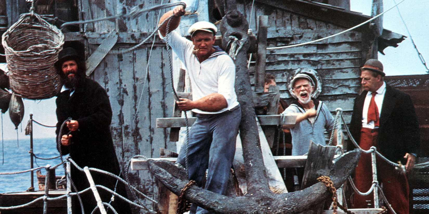 Robin Williams auf einem Boot in Popeye