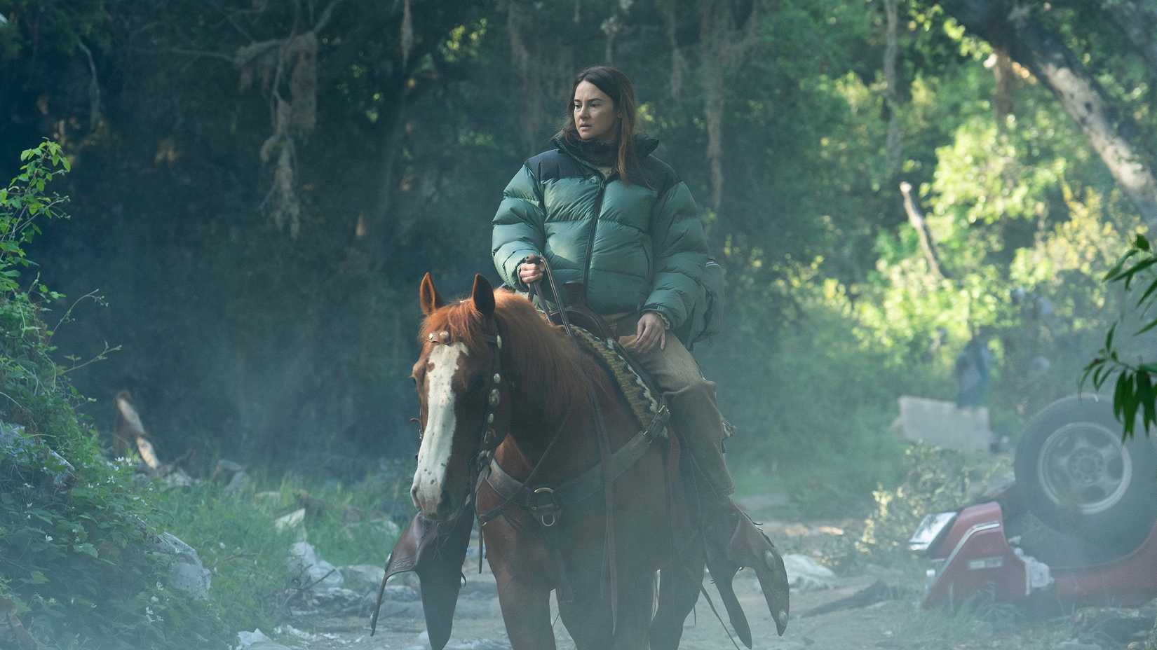 Shailene Woodley as Annie riding a horse in Paradise season 2
