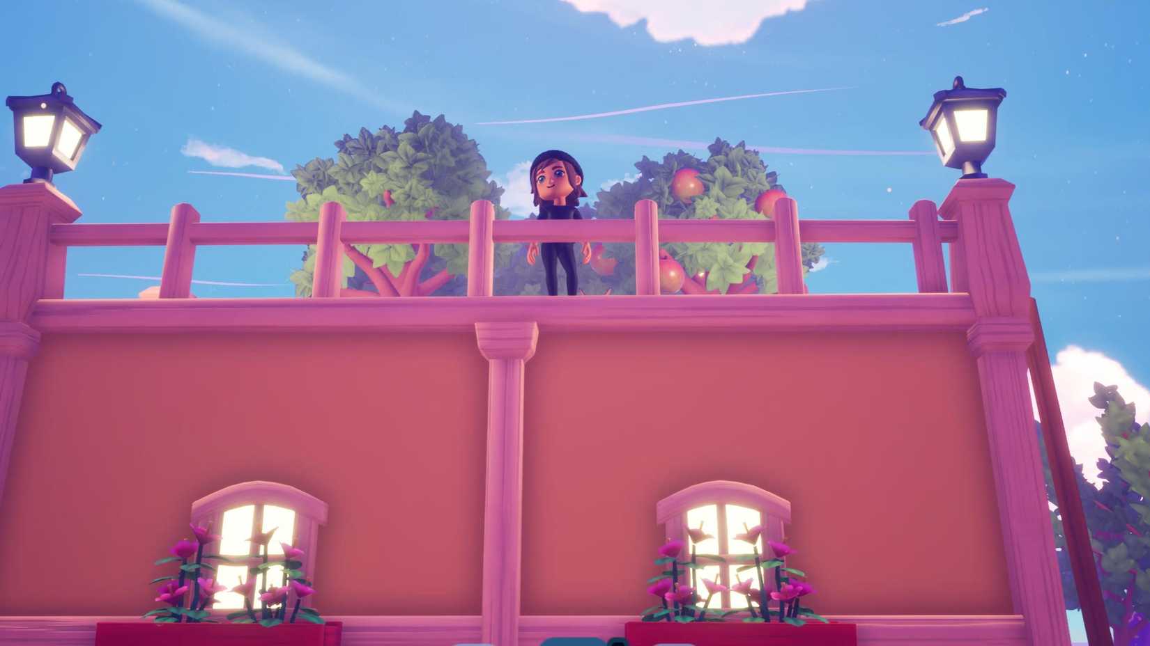 A girl looks over the railing on a ship