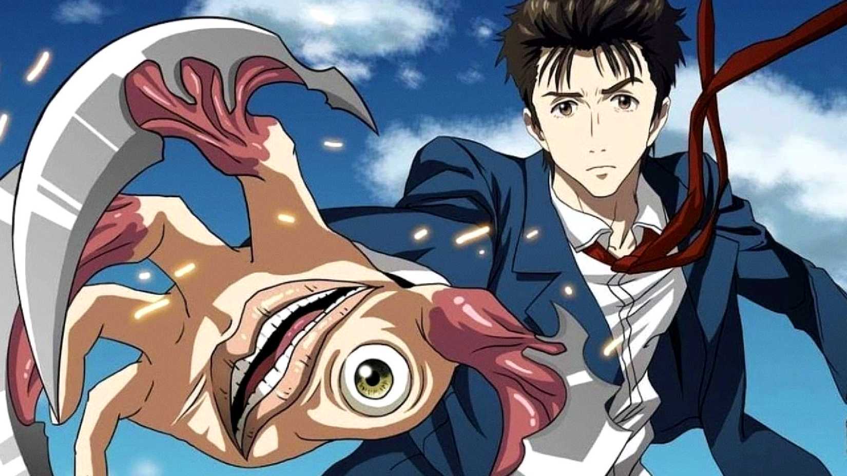 Shinichi Izumi molda sua mão em lâminas com um rosto em Parasyte The Maxim