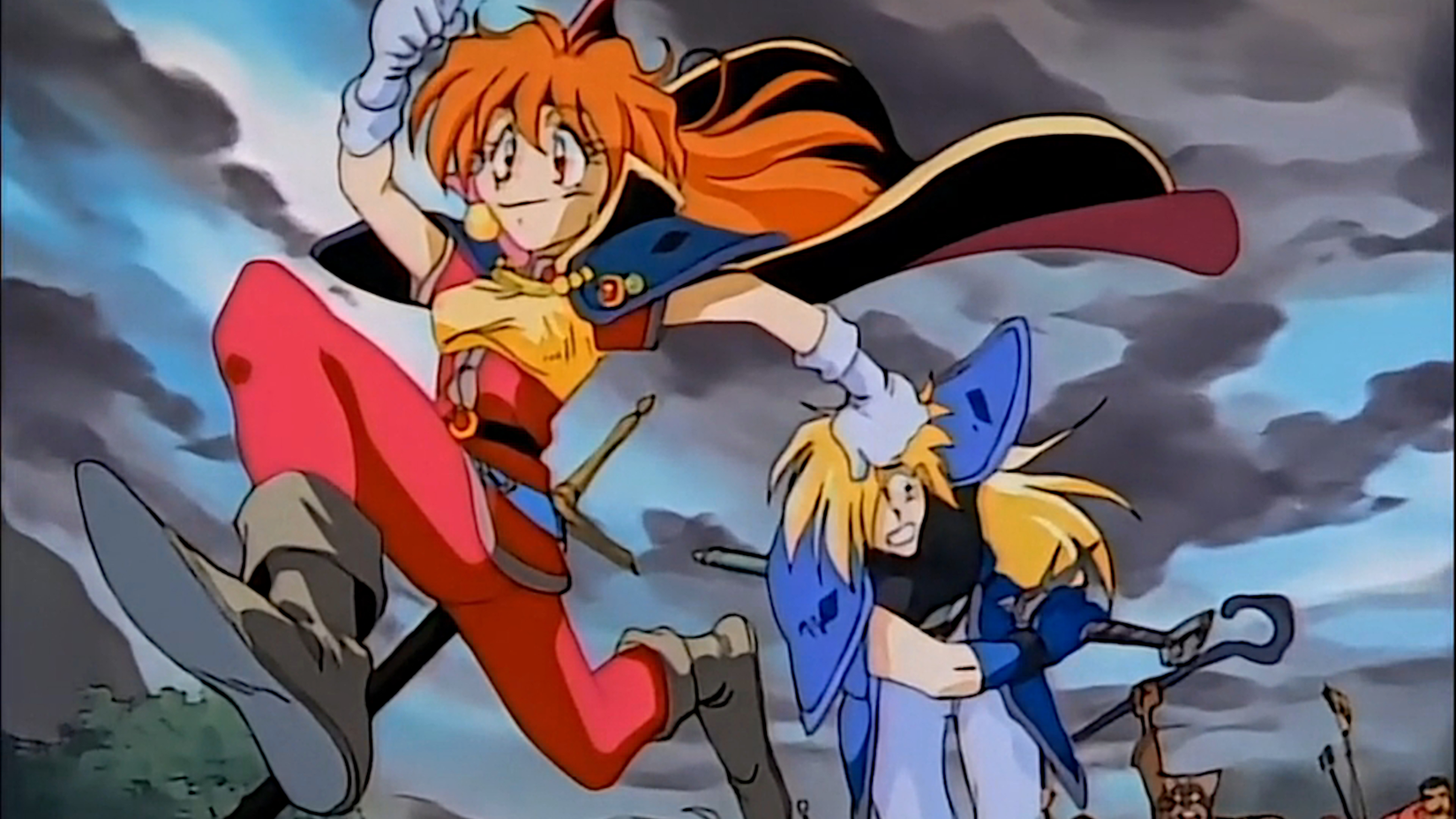 Slayers anime Lina escaping with Gourry