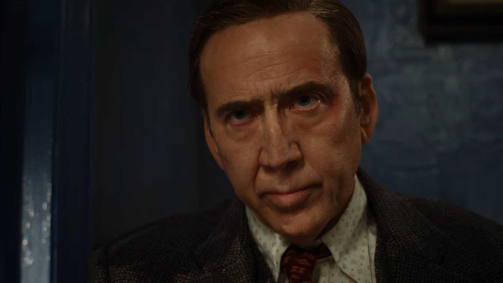Nicolas Cage plays Ben Reilly staring off-screen in Spider-Noir