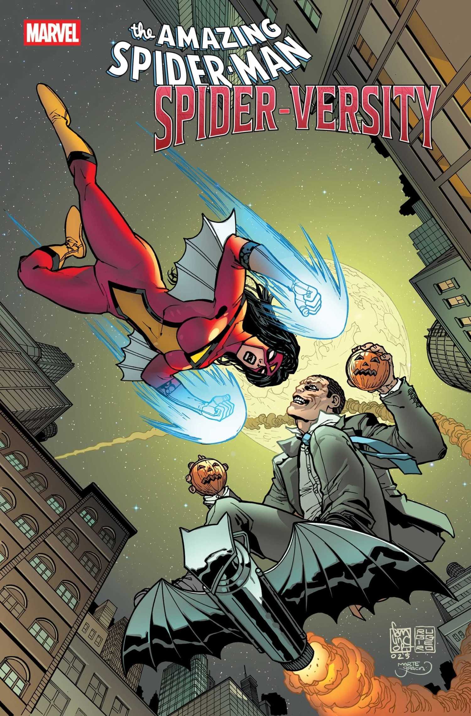 Spider-Woman vs. Norman Osborns grüner Kobold auf dem Cover des fantastischen Spider-Man Spider-Versity 2