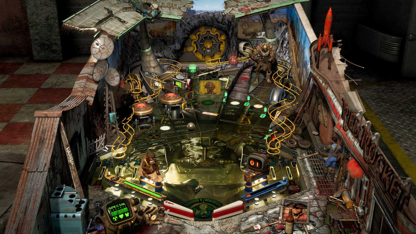 Das Bild zeigt die Fallout-Version von Bethesda Pinball