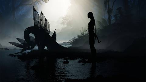 Stage 2 of building a scene with a Na'vi and creature in Avatar: Fire and Ash