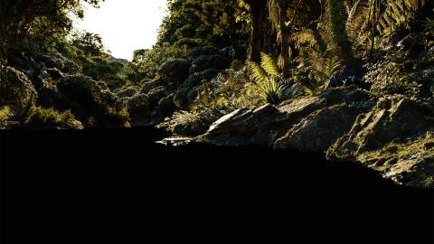 Stage 3 of building a scene with a Na'vi and creature in Avatar: Fire and Ash