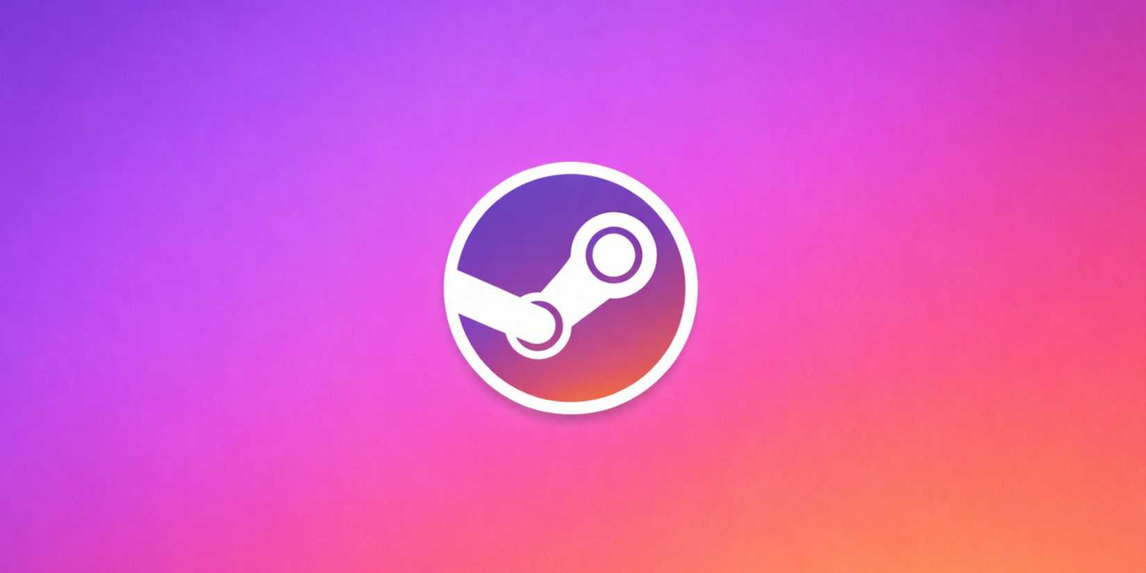 Steam-Logo mit lila und orangefarbenem Hintergrund