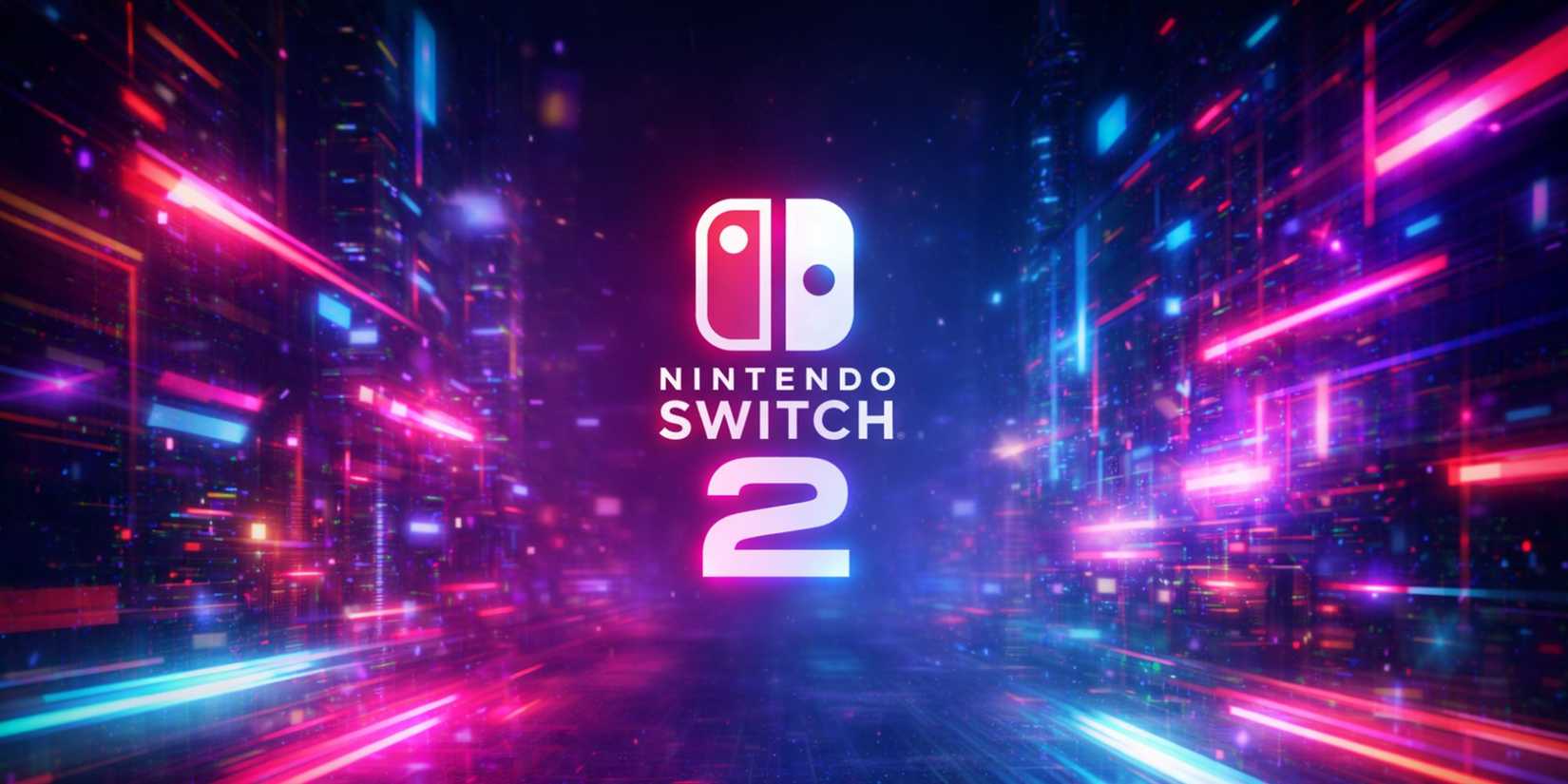 Switch 2 logo on cyberpunk background