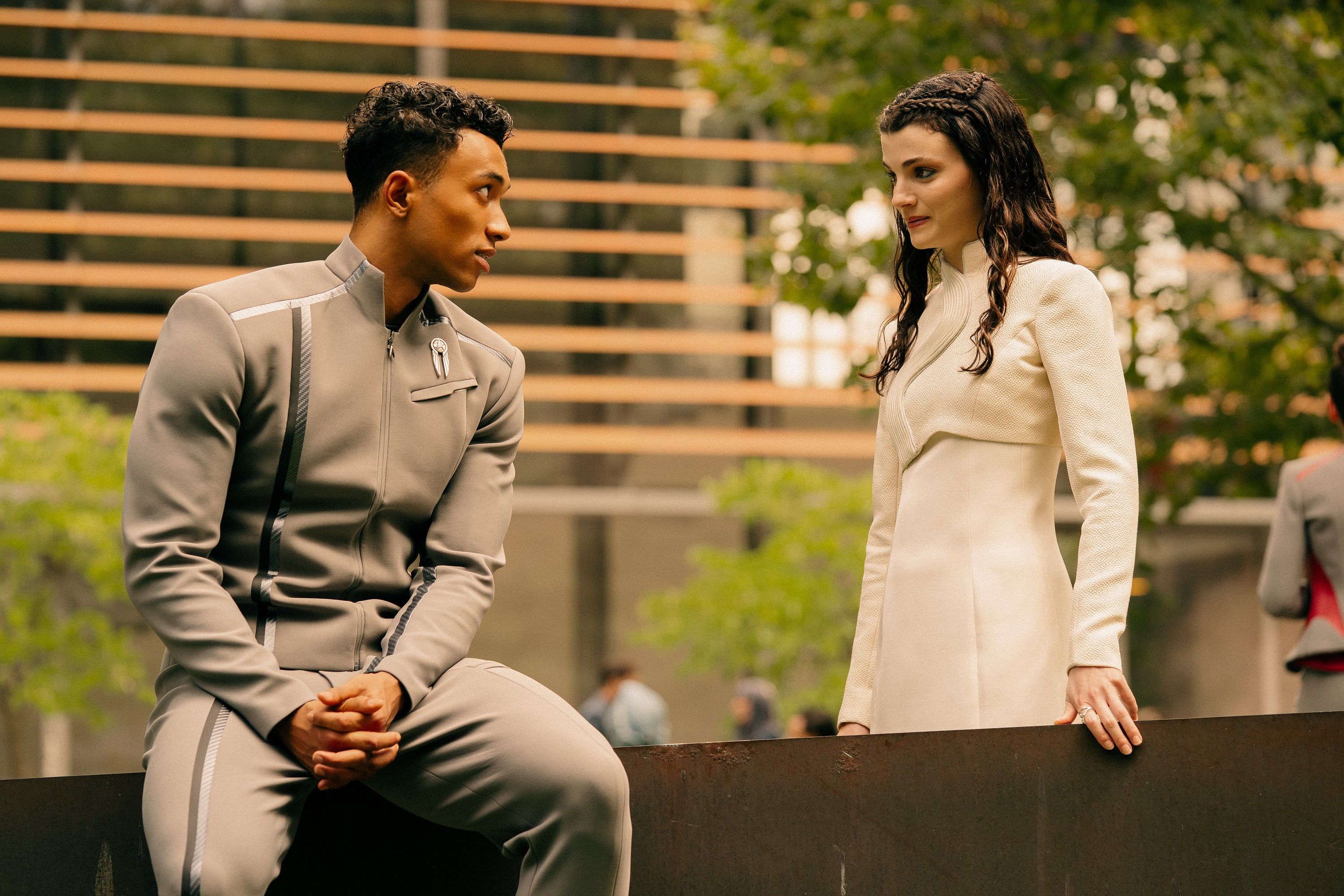 STAR TREK: STARFLEET ACADEMY, from left: Sandro Rosta, Zoe Steiner, ‘Beta Test', (Season 1, ep. 102, aired Jan. 15, 2026). photo: Brooke Palmer / ©Paramount+