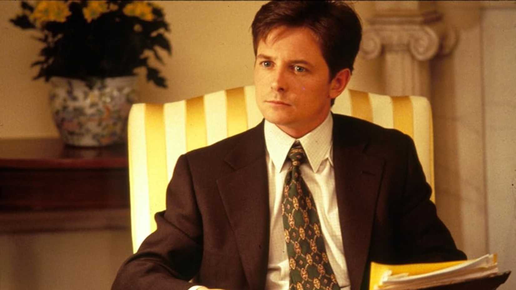 Michael J. Fox looks on astutely in The American President