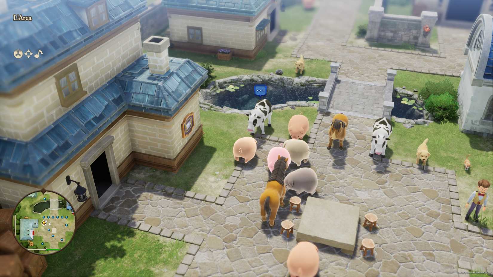 The animals lined up in L'Arca in DQ7 Reimagined.