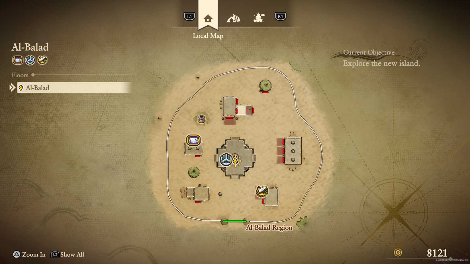 The location of the gray fragment in present-day Al-Balad in DQ7 Reimagined.