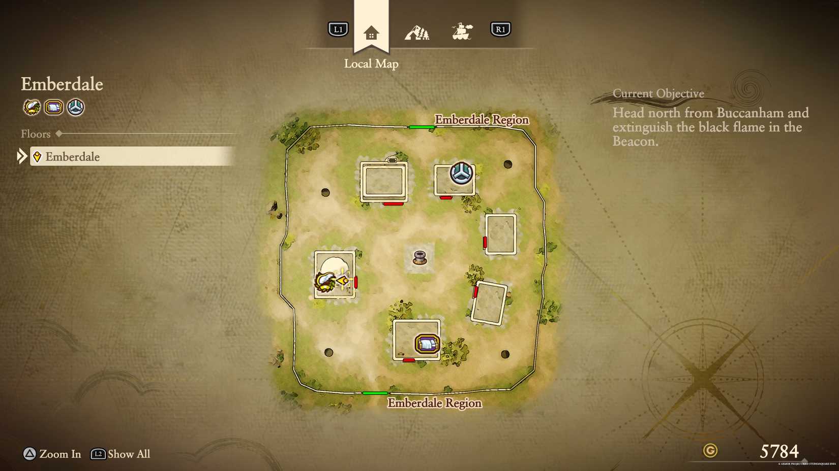 The location of the green fragment in DQ7 Reimagined's Emberdale.